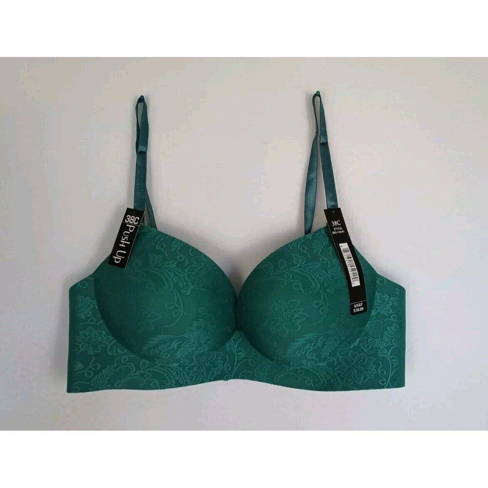 Catherine Malandrino Push Up Wireless Floral Bra Size 38C Green NWT